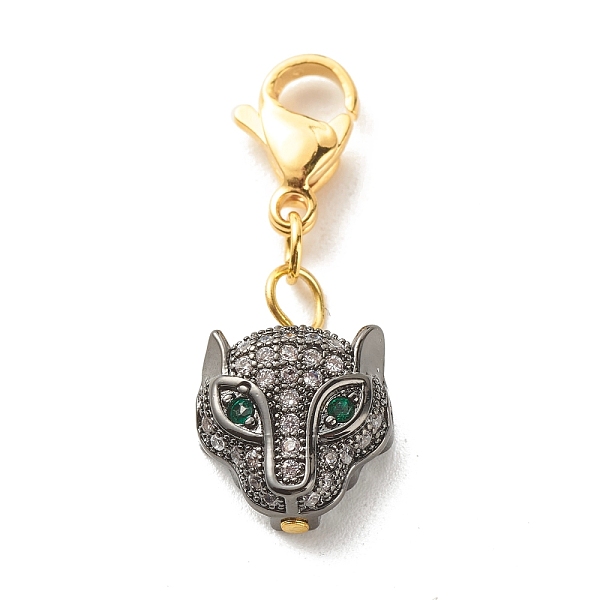 PandaHall Brass Micro Pave Cubic Zirconia Pendants, with Lobster Claw Clasps, Leopard Head, Gunmetal, 26mm Brass+Cubic Zirconia Leopard... PandaHall Brass Micro Pave Cubic Zirconia Pendants, with Lobster Claw Clasps, Leopard Head, Gunmetal, 26mm Brass+Cubic Zirconia Leopard...