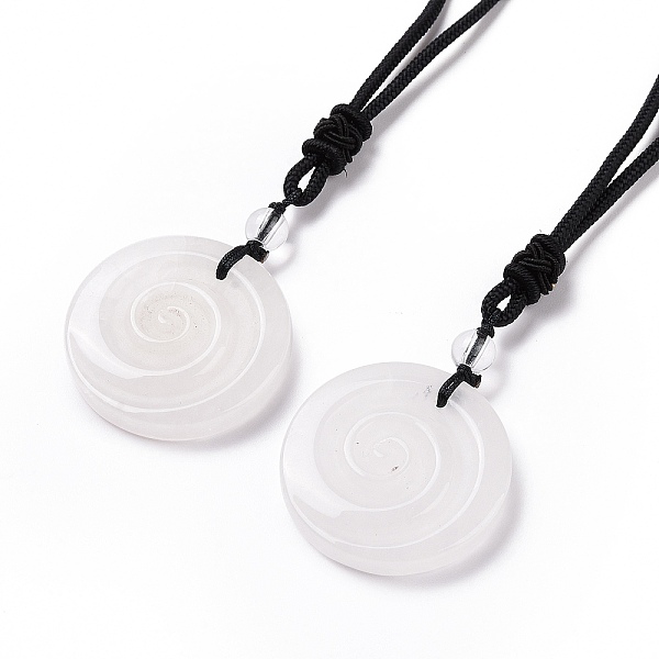 

PandaHall Adjustable Natural Quartz Crystal Vortex Pendant Necklace with Nylon Cord for Women, 26.38 inch(67cm) Quartz Crystal