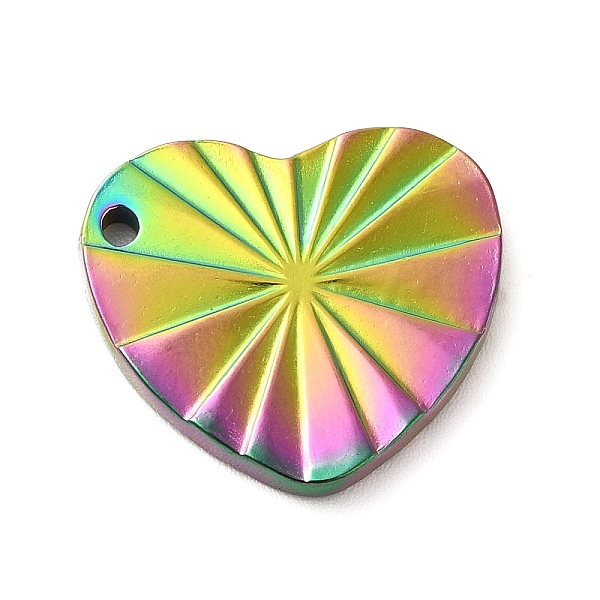 

PandaHall Ion Plating(IP) 304 Stainless Steel Pendants, Heart Charm, Rainbow Color, 17x19x2mm, Hole: 1.6mm 304 Stainless Steel Heart