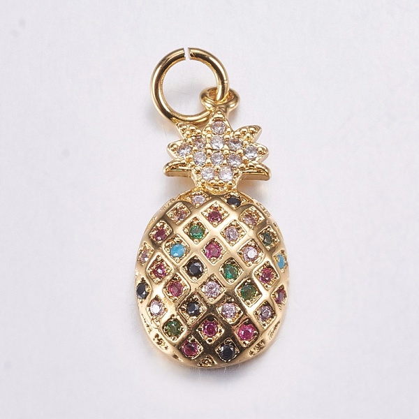 

PandaHall Brass Micro Pave Cubic Zirconia Pendants, Long-Lasting Plated, Real 18K Gold Plated, Pineapple, 19.5x10x3mm, Hole: 3mm Brass+Cubic...