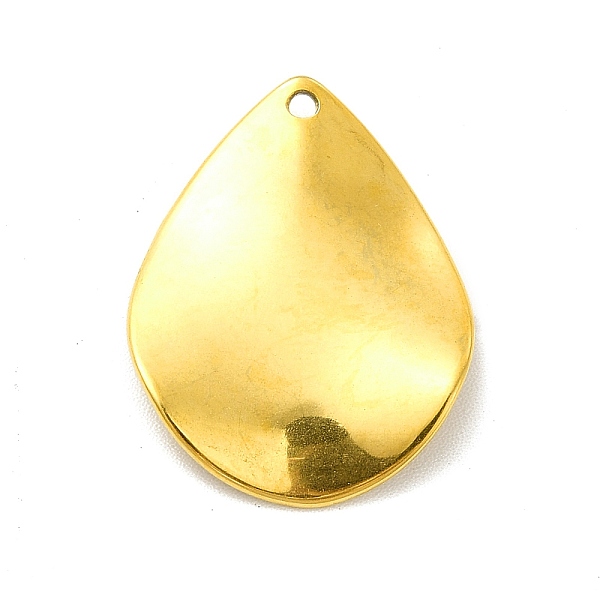 

PandaHall Ion Plating(IP) 201 Stainless Steel Pendants, Teardrop Charm, Golden, 22.5x17.5x1.5mm, Hole: 1.2mm 201 Stainless Steel Teardrop
