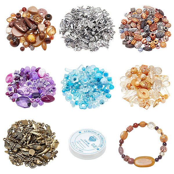 

PandaHall DIY Boho Theme Bracelet Making Kit, Including Mixed Shape Acrylic Beads and 0.8mm Crystal Elastic Threads DIY Jewellery Making..., Multicolor