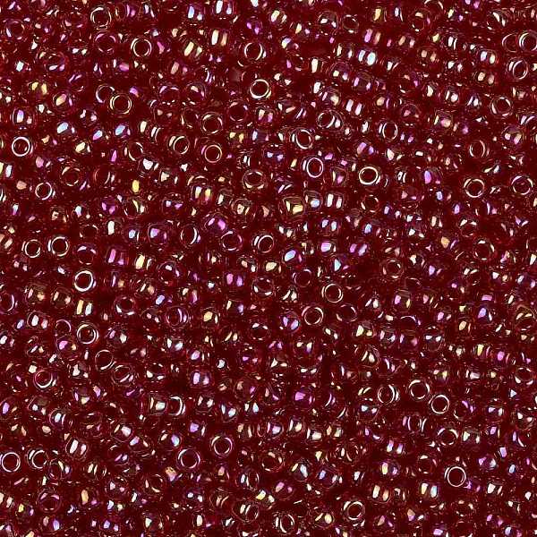 

PandaHall TOHO Round Seed Beads, Japanese Seed Beads, (165C) Transparent AB Ruby, 8/0, 3mm, Hole: 1mm, about 222pcs/10g Glass Red