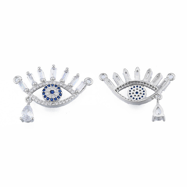 

PandaHall Brass Micro Pave Clear Cubic Zirconia Pendants, Nickel Free, Eye, Platinum, 15x28x4mm, Hole: 1.4mm Brass+Cubic Zirconia Eye Clear