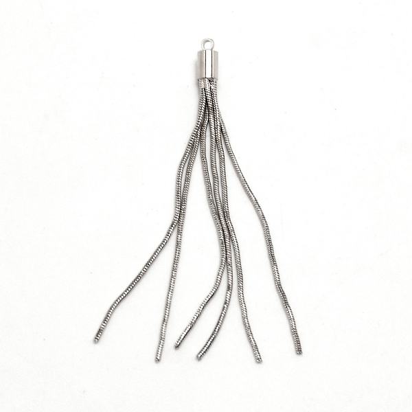

PandaHall Brass Tassel Pendant Decorations, Platinum, 65x4.5mm, Hole: 1.8mm Brass Others