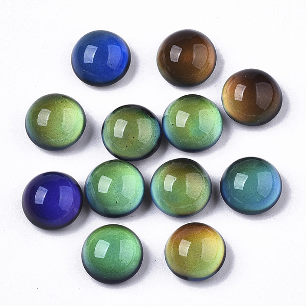 

PandaHall Translucent Glass Cabochons, Changing Color Mood Cabochons, Half Round/Dome, Black, 10x6.5mm Glass Half Round Black