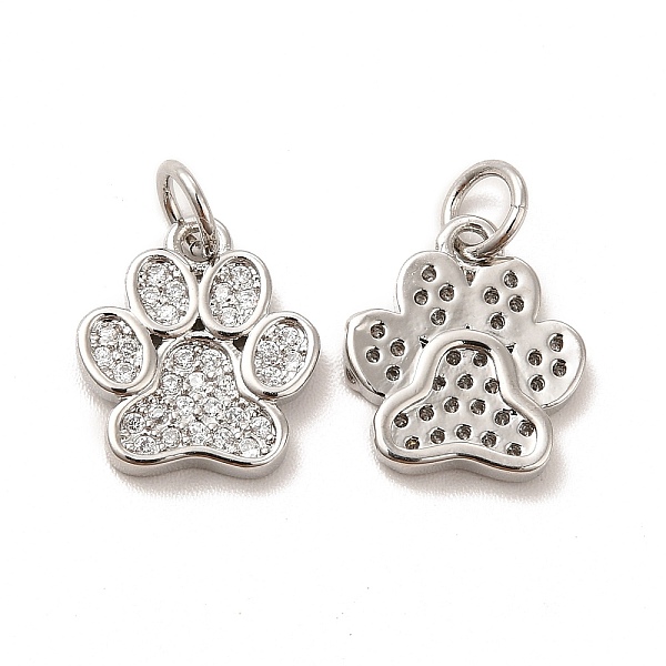 

PandaHall Rack Plating Brass Micro Pave Cubic Zirconia Charms, Dog Paw Print Charm, with Jump Ring, Long-Lasting Plated, Lead Free & Cadmium..., Clear