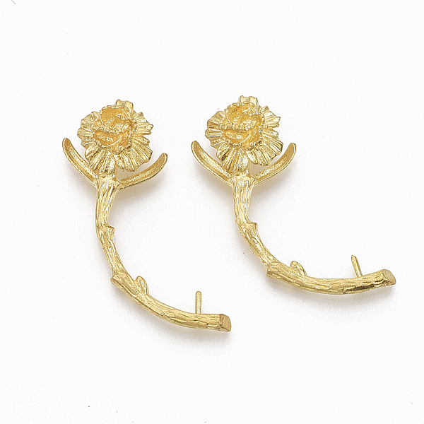 

PandaHall Brass Peg Bails Pendants, For Half Drilled Beads, Nickel Free, Flower, Raw(Unplated), 35.5x15x9mm, Hole: 5x4mm, Pin: 1mm Brass