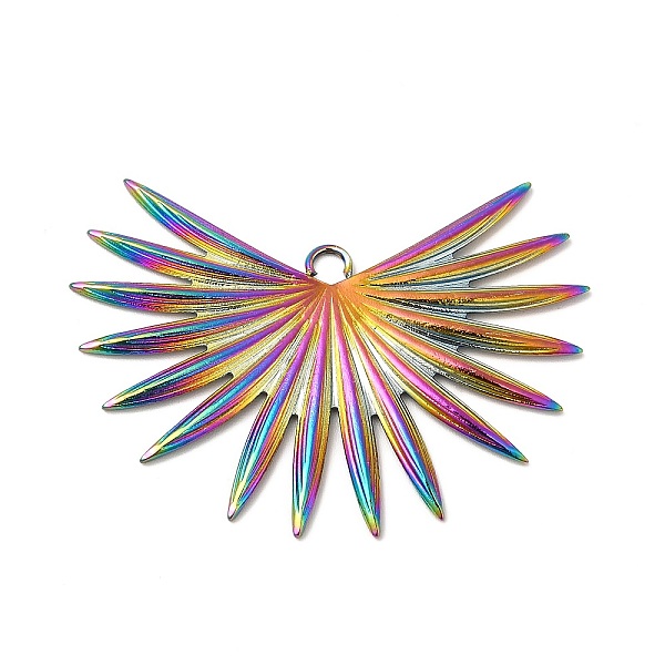 

PandaHall Ion Plating(IP) 304 Stainless Steel Pendants, Sun Charm, Rainbow Color, 32x42x1.5mm, Hole: 2.5mm 304 Stainless Steel Sun