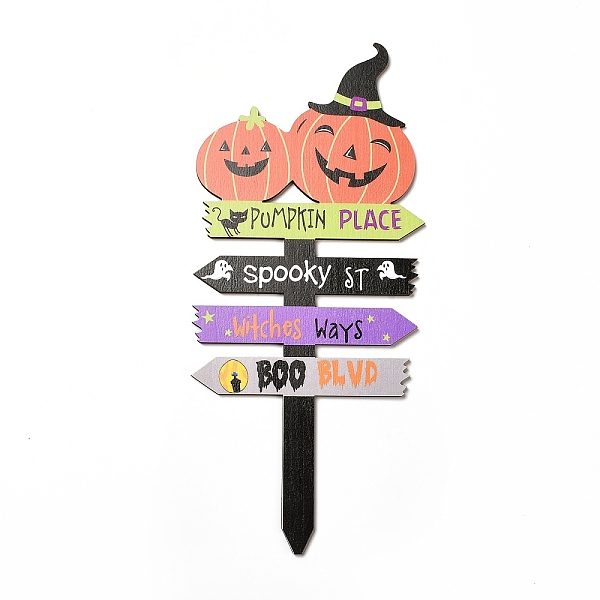 

PandaHall Halloween Theme Wood Garden Stake, Ground Insert Decor, for Yard, Lawn, Garden Decoration, Pumpkin, 300x129x3.5mm Wood Pumpkin