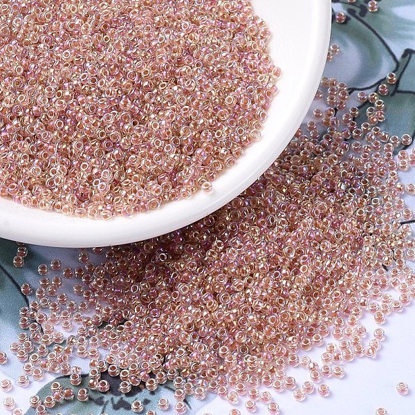 

PandaHall MIYUKI Round Rocailles Beads, Japanese Seed Beads, 11/0, (RR275) Dark Peach Lined Crystal AB, 2x1.3mm, Hole: 0.8mm, about..., Orange