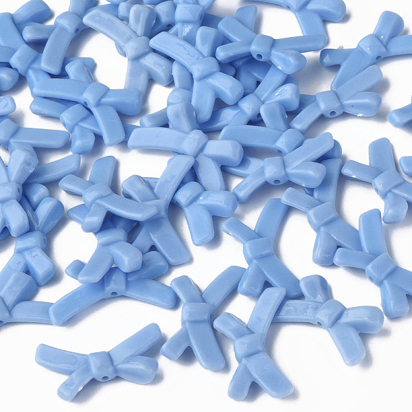 

PandaHall Opaque Acrylic Beads, Bowknot, Cornflower Blue, 20x34x5.5mm, Hole: 1.8mm, about 435pcs/500g Acrylic Bowknot