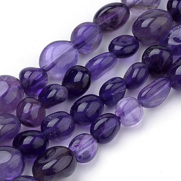 

PandaHall Natural Amethyst Beads Strands, Oval, 6~12x5~8x3~8mm, Hole: 1mm, about 50~57pcs/strand, 15.7 inch Amethyst Oval