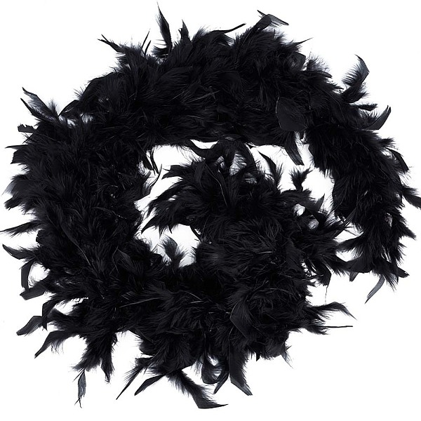 

PandaHall GORGECRAFT 82.6 Inch Long Fluffy Boa Chandelle Turkey Feathers Mardi Gras Feather Boas for Preppy Party Ideas Wedding DIY Crafts..., Black