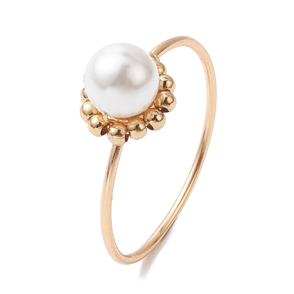 

PandaHall Shell Pearl Finger Rings, Copper Wire Wrapped Ring, Light Gold, Inner Diameter: 19mm Shell Pearl