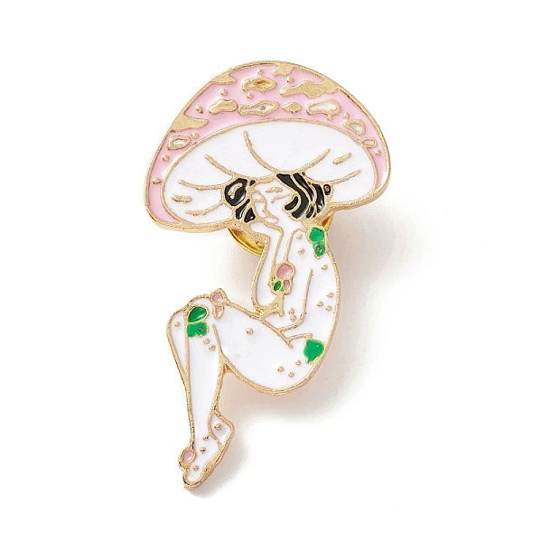 

PandaHall Mushroom Girls Enamel Pin, Cartoon Alloy Brooch for Backpack Clothes, Light Golden, Colorful, 43x23x2mm Alloy+Enamel