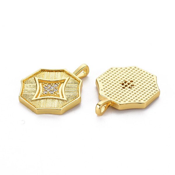 

PandaHall Brass Micro Pave Cubic Zirconia Pendants, Cadmium Free & Nickel Free & Lead Free, Octagon, Real 16K Gold Plated, 19x15x3.5mm, Hole..., Clear