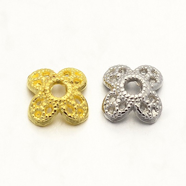

PandaHall 4-Petal Zinc Alloy Bead Caps, Mixed Color, 8x2.5mm, Hole: 1.5mm Alloy