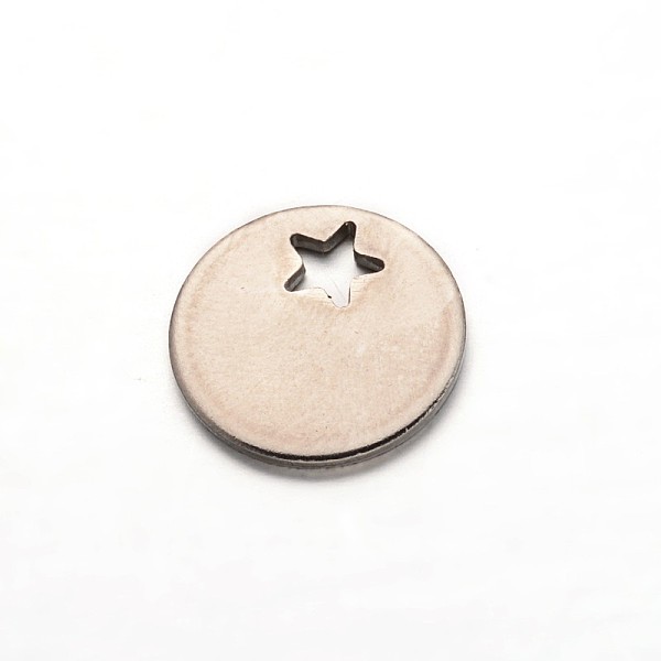 

PandaHall Flat Round with Star 304 Stainless Steel Charms, Stainless Steel Color, 12.5x1mm, Hole: 3mm 304 Stainless Steel Flat Round