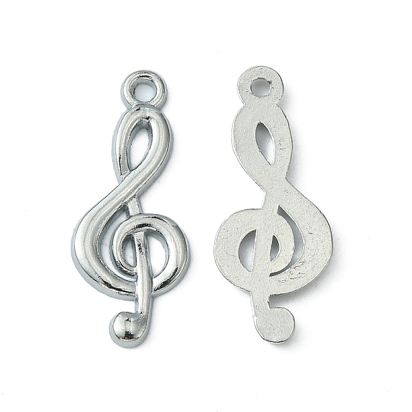 PandaHall Alloy Treble Clef Pendants, Cadmium Free & Lead Free, Musical Note, Platinum, about 10mm wide, 26mm long, 2mm thick, hole: 2mm...