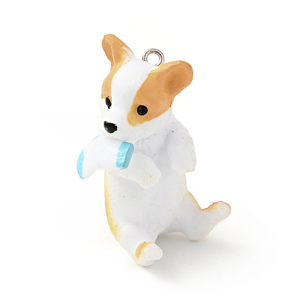 

PandaHall PVC Plastic Cartoon Pendants, with Platinum Tone Iron Loops, for DIY Keychain Making, Dog Charms, Sock Pattern, 42.5x23x21mm, Hole..., White