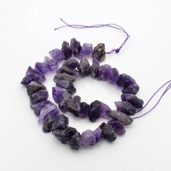 

PandaHall Natural Amethyst Nuggets Bead Strands, Size: about 6~18mm wide, 12~22mm long, hole: 1mm, 15.7 inch. Amethyst Nuggets