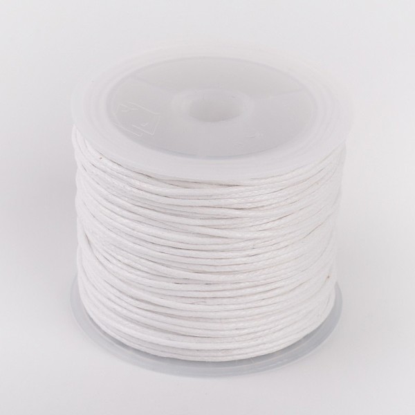 

PandaHall White Cotton Waxed Cord String Cord, 1mm, about 27.34 yards(25m)/roll Waxed Cotton Cord Round White