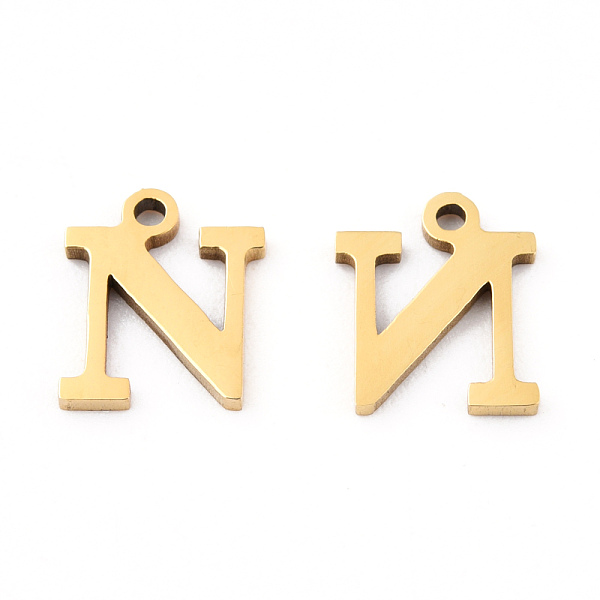 

PandaHall 201 Stainless Steel Charms, Alphabet, Letter.N, 8.5x7.5x1mm, Hole: 1mm 201 Stainless Steel Letter N