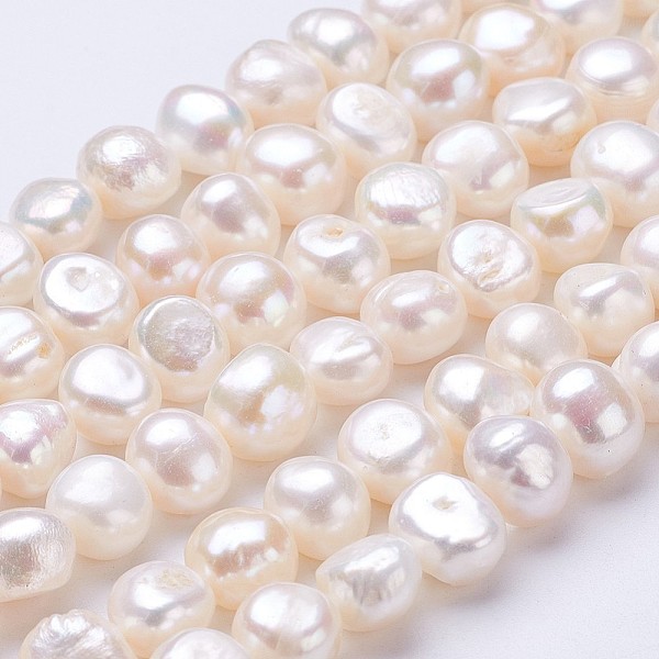 

PandaHall Natural Cultured Freshwater Pearl Beads Strands, Nuggets, Seashell Color, 10x9~10x7~9mm, Hole: 0.5mm, about 36pcs/strand, 13.5...