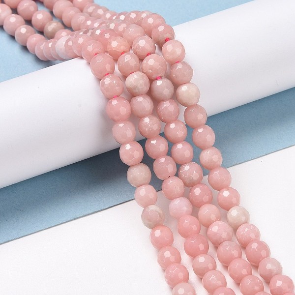 

PandaHall Natural Pink Opal Beads Strands, Faceted(128 Facets), Round, 6mm, Hole: 1mm, about 66pcs/strand, 14.96''(38cm) Pink Opal Round