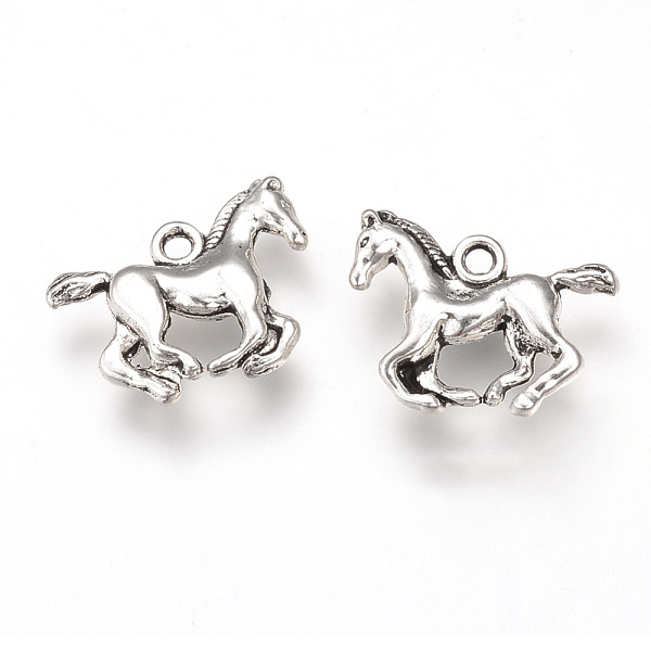 

PandaHall Tibetan Style Alloy Pendants, Cadmium Free & Lead Free, Horse, Antique Silver, 19x14x3mm, Hole: 2mm Alloy Horse
