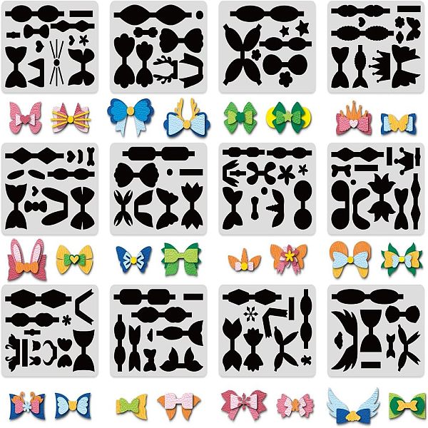 

PandaHall Plastic Drawing Painting Stencils Templates, Bowknot Pattern, 25x20cm, 12pcs/set Plastic Bowknot
