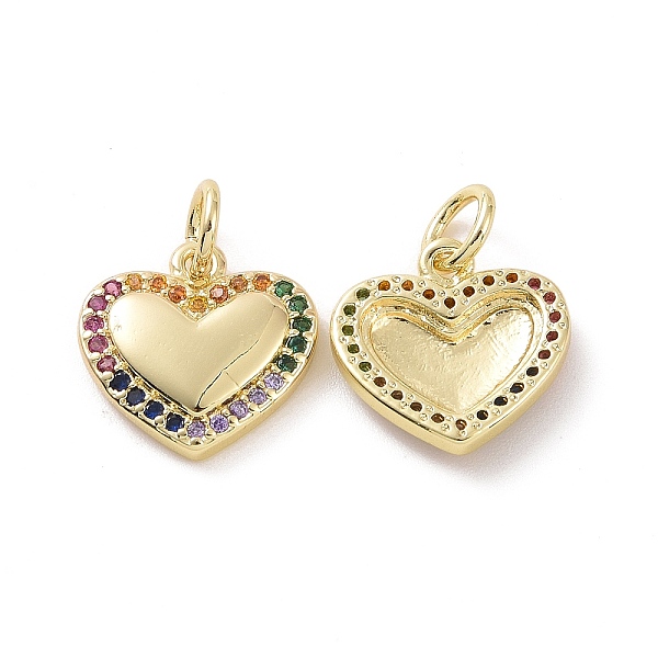 

PandaHall Brass Micro Pave Colorful Cubic Zirconia Charms, with Jump Ring, Heart, Real 18K Gold Plated, 12x12x2.5mm, Hole: 3.2mm Brass+Cubic...