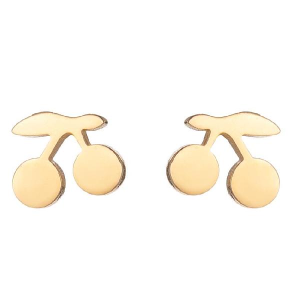 

PandaHall Cute Mini Cherry Apple Earrings Stainless Steel Fruit Jewelry Sweet Accessories, Golden, size 1 Stainless Steel