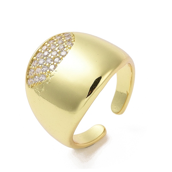 

PandaHall Brass Micro Pave Clear Cubic Zirconia Open Cuff Ring for Women, Golden, US Size 7 1/2(17.7mm) Brass+Cubic Zirconia Ring Clear
