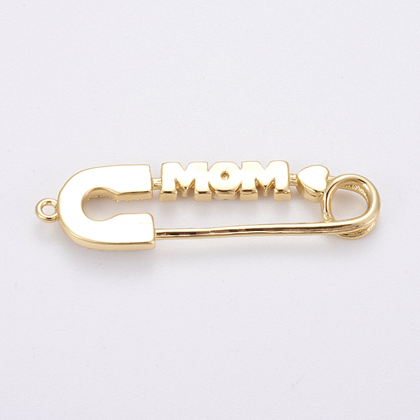 

PandaHall Mother's Day Theme, Brass Micro Pave Cubic Zirconia Pendants, Brooch with Word Mom, Golden, 36x10x2.5mm, Hole: 1.2mm Brass+Cubic...