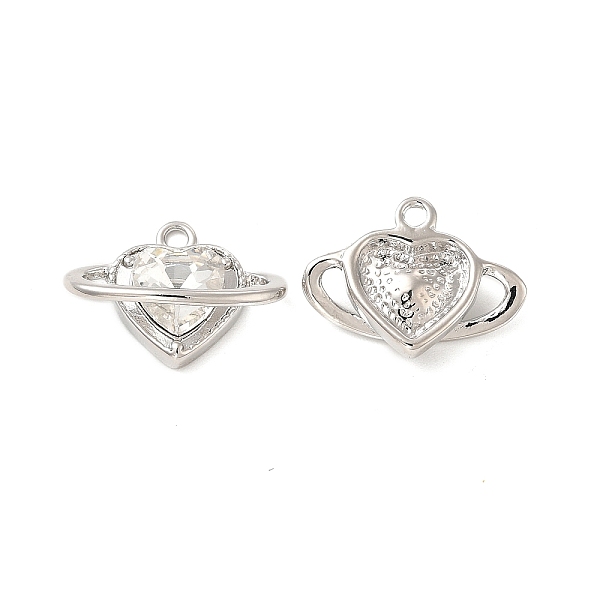 

PandaHall Rack Plating Alloy Glass Charms, Cadmium Free & Lead Free, Heart, Platinum, 14.5x20x5mm, Hole: 1.8mm Alloy+Glass Heart Clear