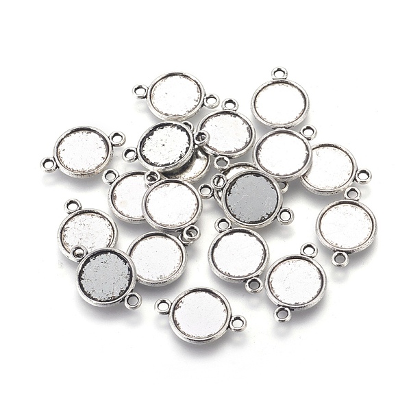 

PandaHall Alloy Cabochon Connector Settings, Lead Free & Cadmium Free & Nickel Free, Flat Round, Antique Silver, 18x12x2mm, Tray: 10mm, Hole...