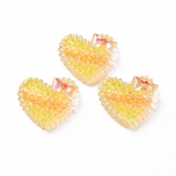 

PandaHall Transparent Epoxy Resin Cabochons, with Glitter Powder, Heart, Gold, 19x21x7.5mm Epoxy Resin Heart Gold