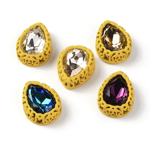 

PandaHall Sew on Rhinestone, Glass Rhinestone, with Brass Findings, Garments Accessories, Teardrop, Mixed Color, Gold, 16x12.5x6.5mm, Hole...