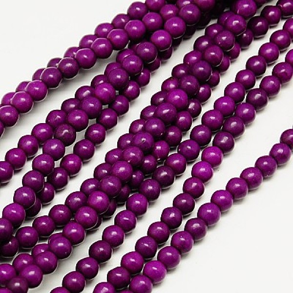 

PandaHall 1 Strand Dyed Purple RoundSynthetic Turquoise Beads Strands, 4mm, Hole: 1mm, about 110pcs/strand, 15.6 inch Synthetic Turquoise...