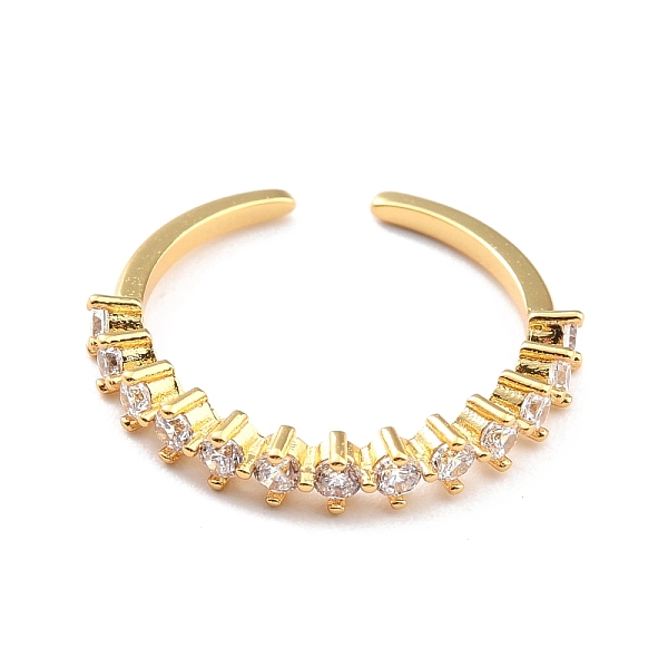

PandaHall Clear Cubic Zirconia Open Cuff Ring for Women, Cadmium Free & Nickel Free & Lead Free, Real 18K Gold Plated, US Size 5 1/4(15.9mm)...
