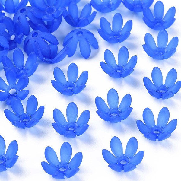 

PandaHall Transparent Acrylic Beads, Frosted, Flower, Royal Blue, 19x17x10mm, Hole: 3mm, about 764pcs/500g Acrylic Flower