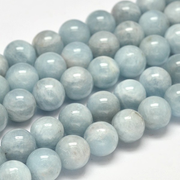 

PandaHall Round Grade AB Natural Aquamarine Bead Strands, 10mm, Hole: 1mm, about 40pcs/strand, 15.5 inch Aquamarine Round