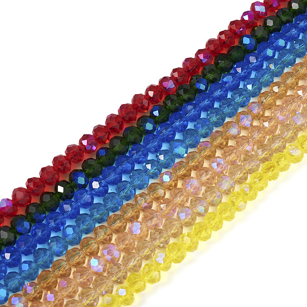 

PandaHall 8 Strands 8 Colors Electroplate Transparent Glass Beads Strands, Half Rainbow Plated, Faceted, Rondelle, Mixed Color, 6x5mm, Hole..., Multicolor