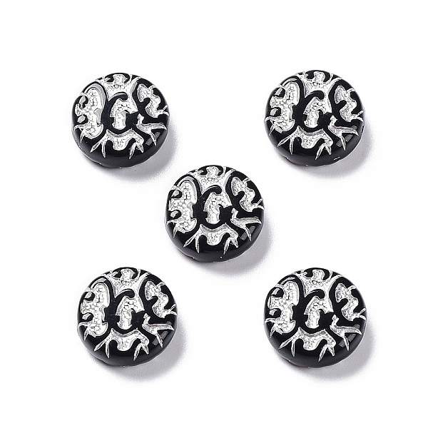 

PandaHall Black Opaque Acrylic Beads, Metal Enlaced, Flat Round, Silver, 14x5.5mm, Hole: 1.5mm, about 690pcs/500g Acrylic Flat Round Silver