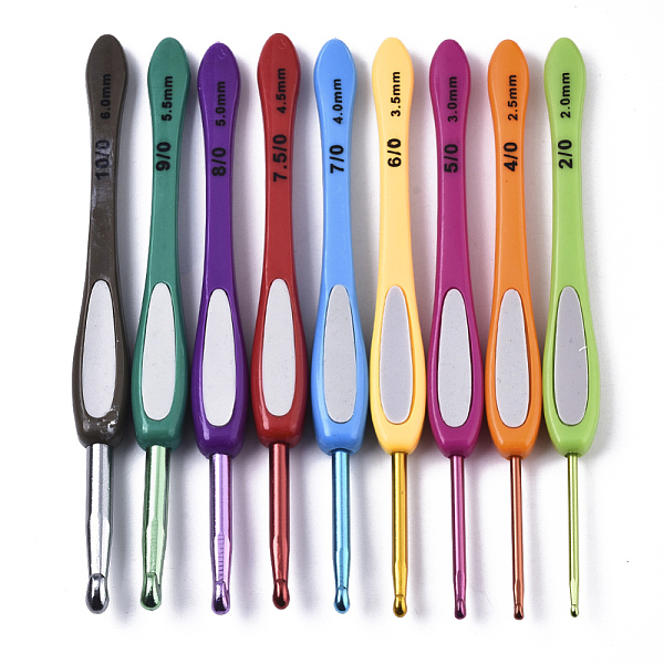 

PandaHall Aluminum Diverse Size Crochet Hooks Set, with ABS Plastic Handle, for Braiding Crochet Sewing Tools, Mixed Color, 137.5x12.5x7.5mm..., Multicolor