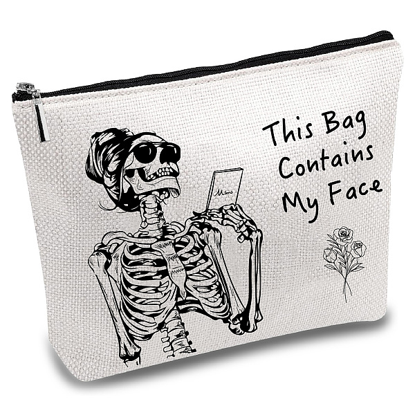 

PandaHall CREATCABIN Skeleton Canvas Makeup Bags Cosmetic Bag Multi Purpose Pen Case with Metal Zipper Pouch Toiletry Travel Accessories Bag...