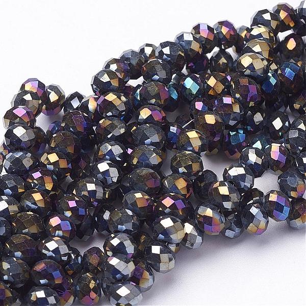 

PandaHall Electroplate Glass Beads Strands, Faceted, Rondelle, Mixed Color, 6x4mm, Hole: 1mm, about 85~88pcs/strand, 16.1~16.5 inch(41~42cm)..., Gray