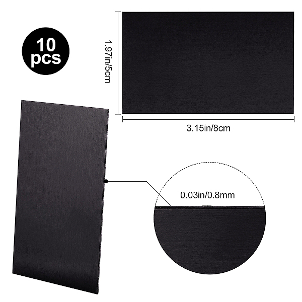 

PandaHall GORGECRAFT 10Pcs Blank Metal Card 80X50X0.8mm Painted Aluminum Panel Anodized Plate for DIY Laser Printing Engraving Custom..., Black